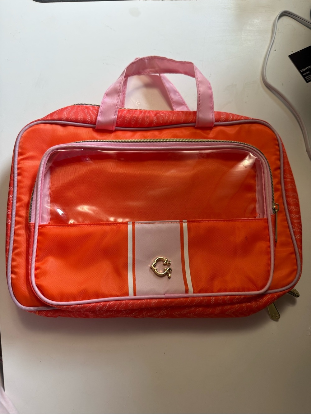 Orange & Pink Hanging Travel Toiletry Makeup Organizer Bag